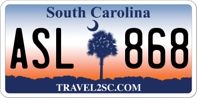 SC license plate ASL868