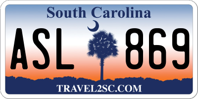 SC license plate ASL869