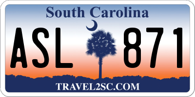 SC license plate ASL871