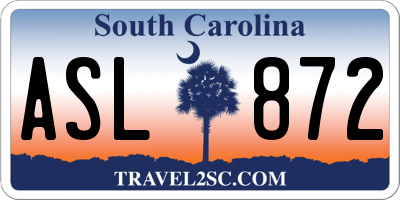 SC license plate ASL872