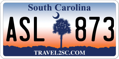 SC license plate ASL873