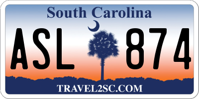 SC license plate ASL874
