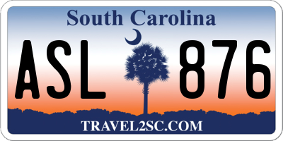SC license plate ASL876