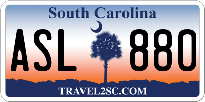SC license plate ASL880