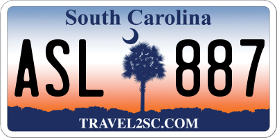 SC license plate ASL887