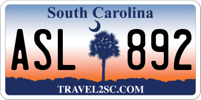 SC license plate ASL892
