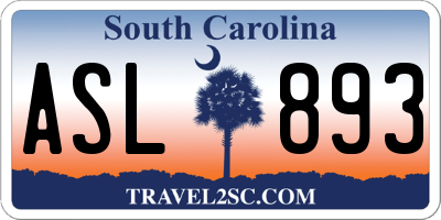 SC license plate ASL893