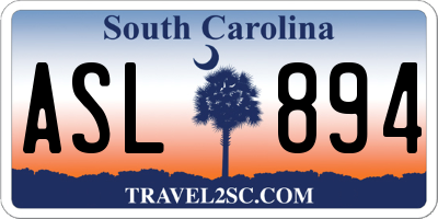SC license plate ASL894