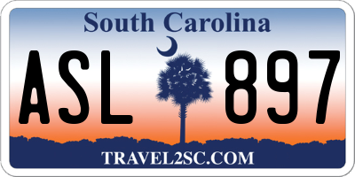 SC license plate ASL897