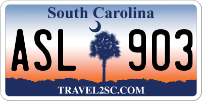 SC license plate ASL903