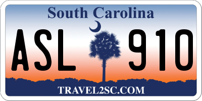 SC license plate ASL910