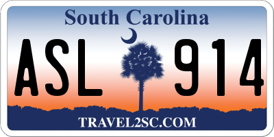 SC license plate ASL914