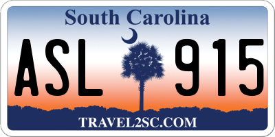 SC license plate ASL915