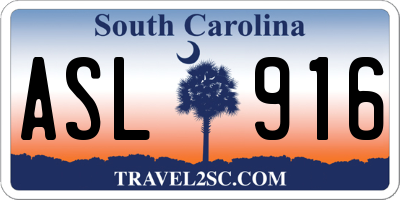 SC license plate ASL916