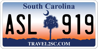 SC license plate ASL919