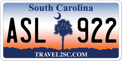 SC license plate ASL922