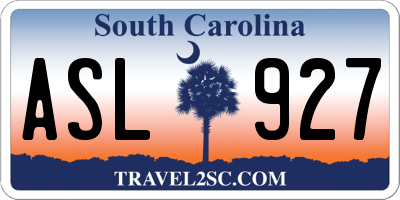 SC license plate ASL927
