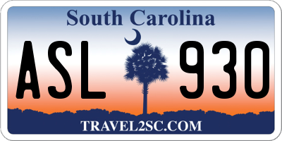 SC license plate ASL930