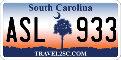 SC license plate ASL933