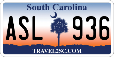 SC license plate ASL936