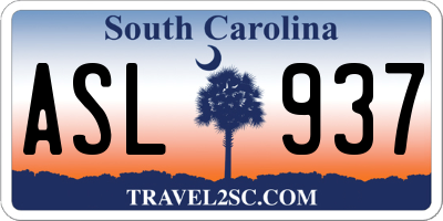 SC license plate ASL937