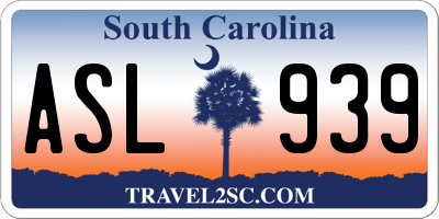 SC license plate ASL939
