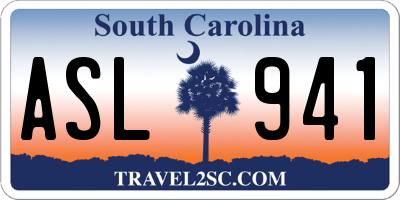 SC license plate ASL941
