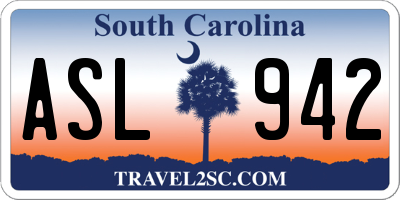 SC license plate ASL942