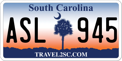 SC license plate ASL945