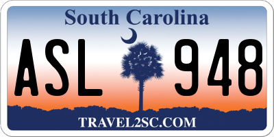 SC license plate ASL948