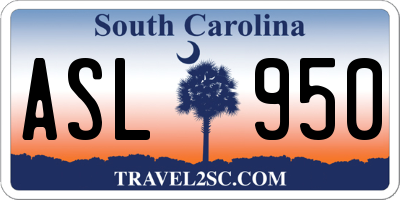 SC license plate ASL950