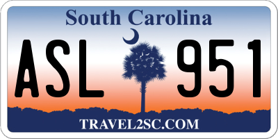 SC license plate ASL951