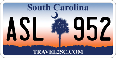 SC license plate ASL952