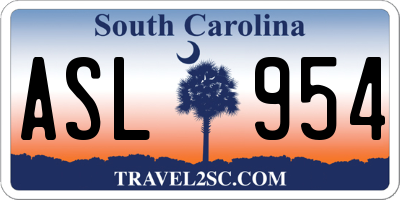 SC license plate ASL954