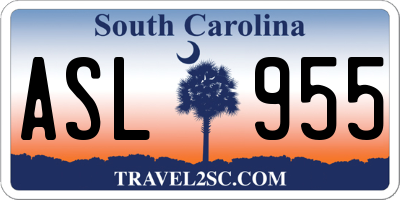 SC license plate ASL955