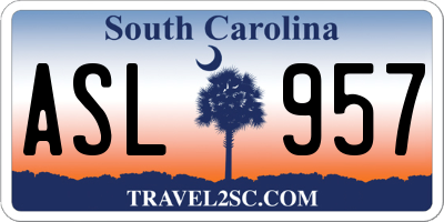 SC license plate ASL957