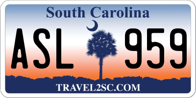 SC license plate ASL959