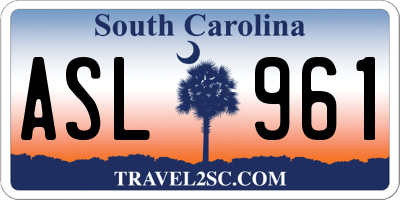SC license plate ASL961