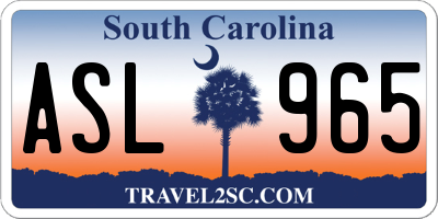 SC license plate ASL965