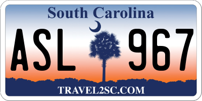 SC license plate ASL967