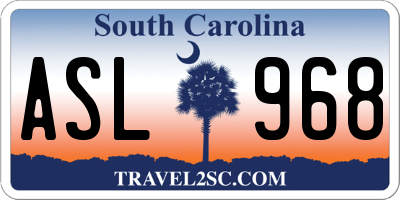 SC license plate ASL968