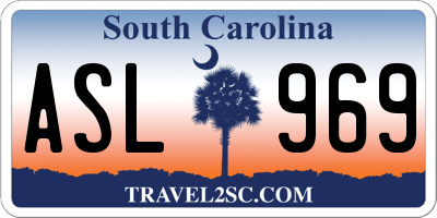 SC license plate ASL969