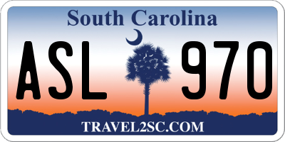 SC license plate ASL970