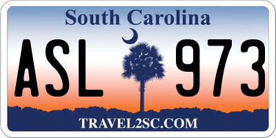 SC license plate ASL973