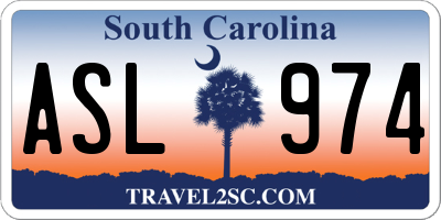 SC license plate ASL974