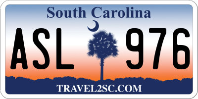 SC license plate ASL976