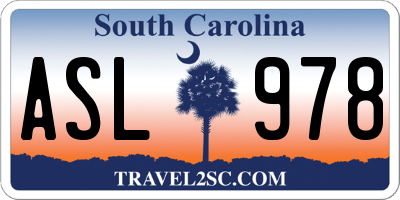 SC license plate ASL978