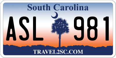 SC license plate ASL981