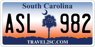 SC license plate ASL982
