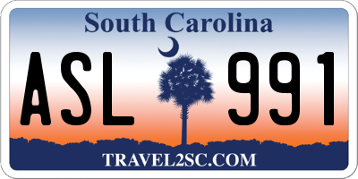 SC license plate ASL991